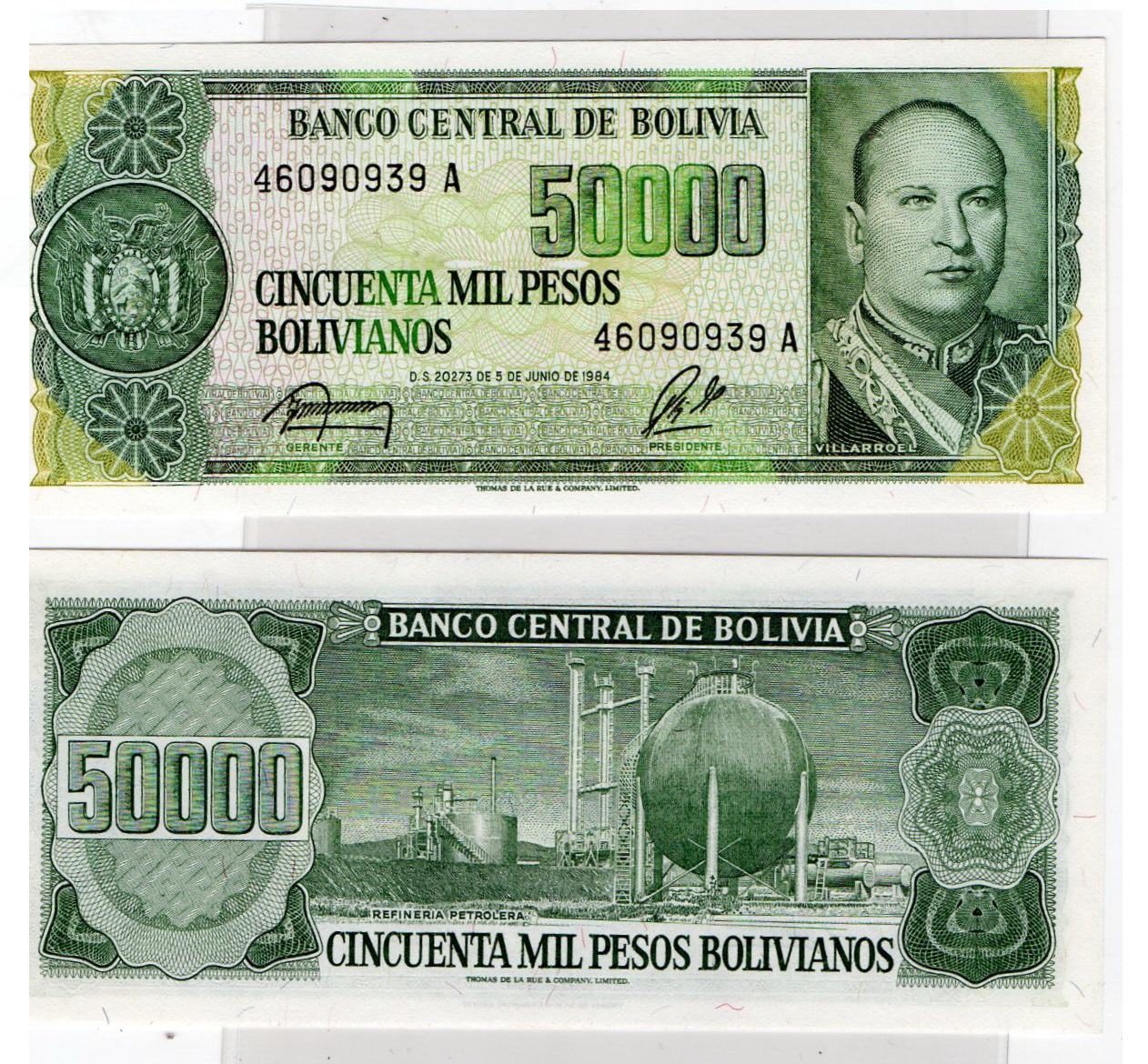 Bolivia #170a(2)  50.000 Pesos Bolivianos